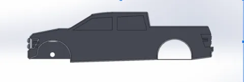side view of 3d model of pickup truck
